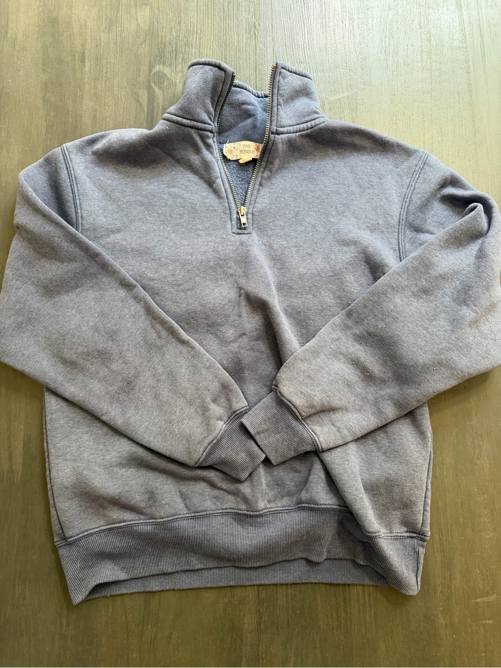 Pink Republic Washed Navy Quarter Zip Fleece Pullover Sweatshirt XS